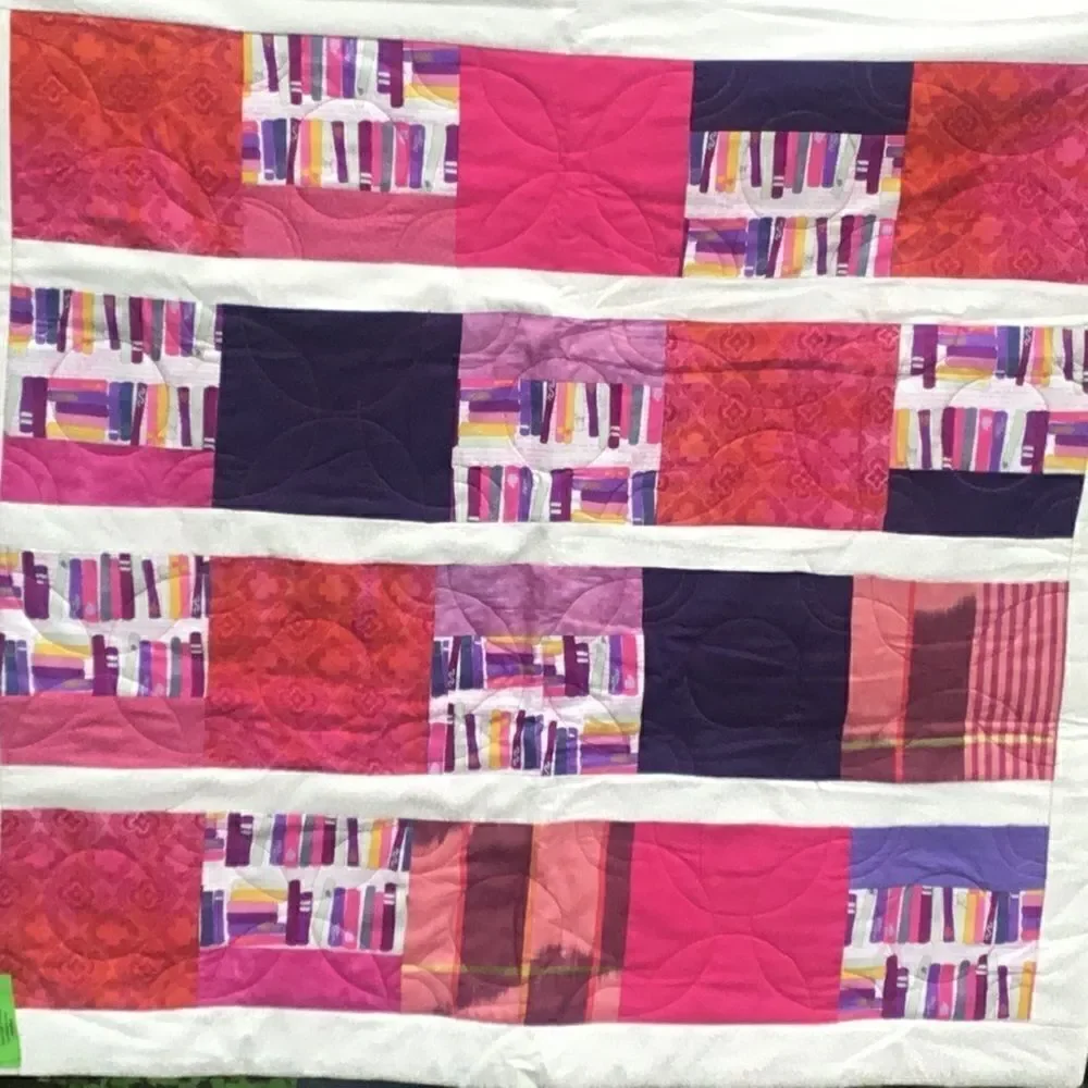 NWT. Hand Crafted Let’s Read Fuschia Quilt